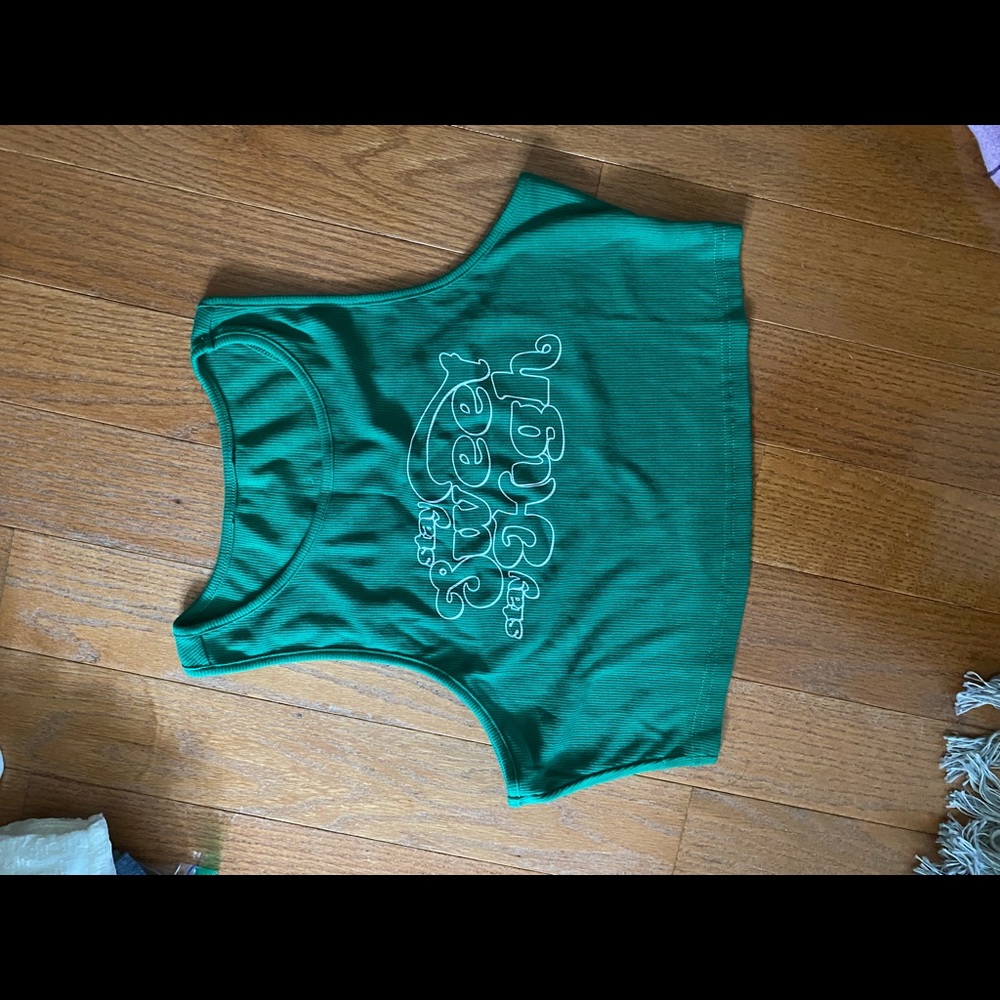 Green Tank Top “Stay Sweet Stay High”